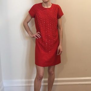 Karta Red Embellished Shift Dress